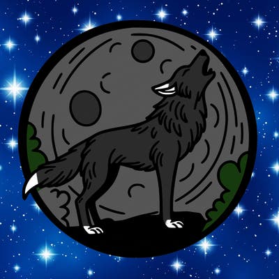a wolf howling at the moon