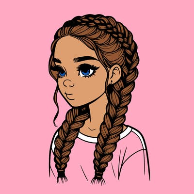 realistic girl with braids