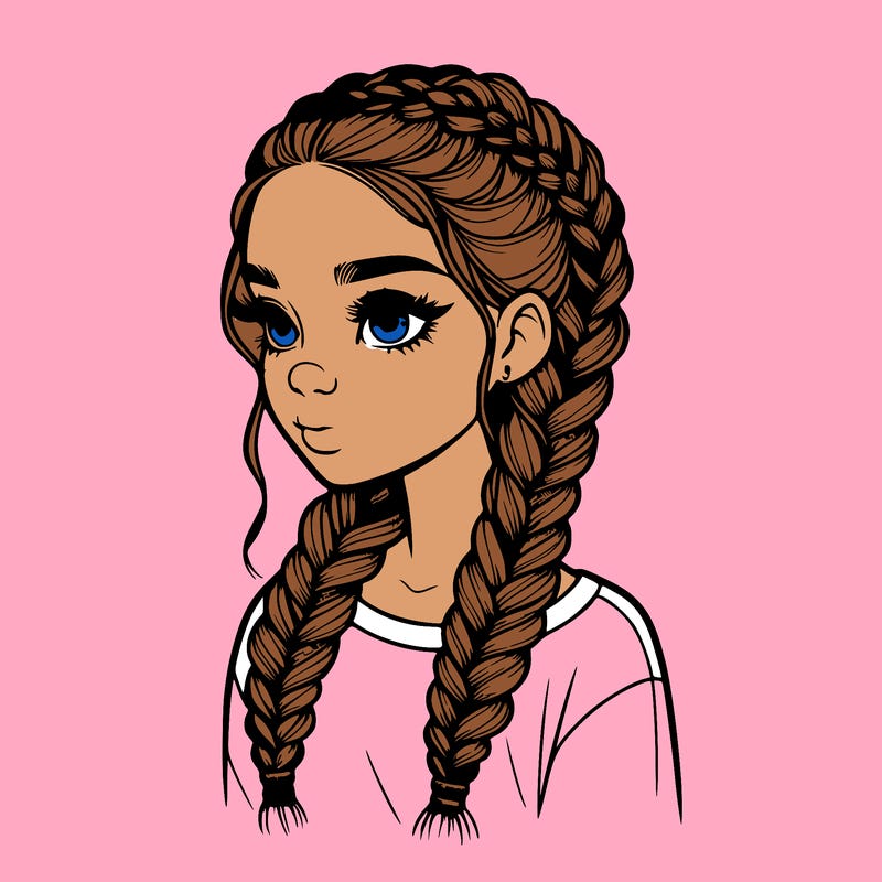 realistic girl with braids