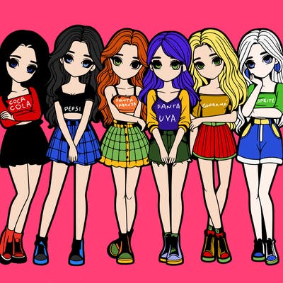 a group of girls realistic