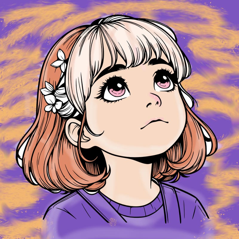 realistic girl looking up