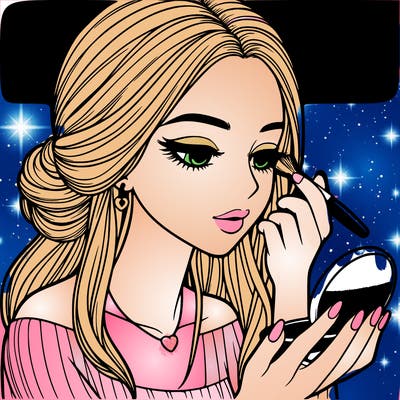 realistic girl doing makeup