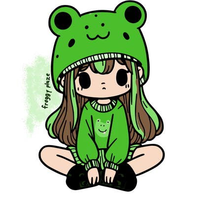 a girl wearing a frog hat and some frog socks