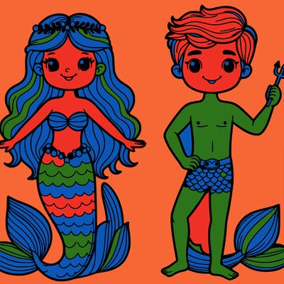 mermaid and merman