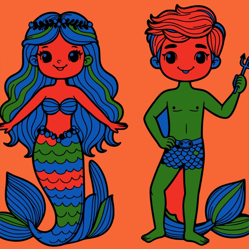 mermaid and merman