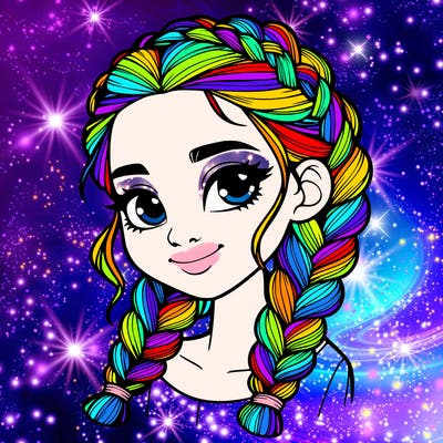 girl with braids realistic