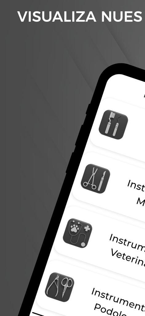 6B Plus - List of medical surgical and veterinary instrument categories in the 6B Plus app