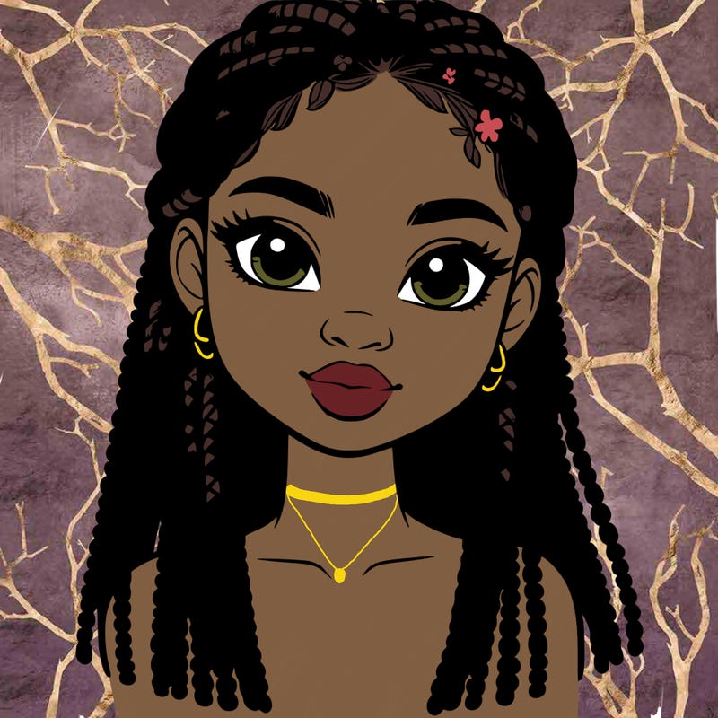 a realistic black girl with braids