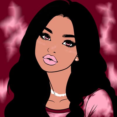 realistic girl with hair on her hair and lips