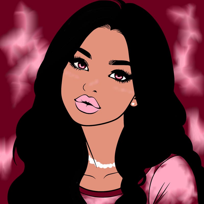 realistic girl with hair on her hair and lips