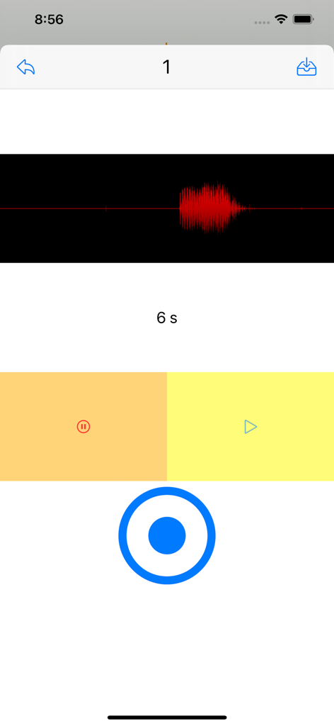 オーディオ波形と録音ボタン付きで、ランダムな名前生成のためのカスタム効果音を録音するインターフェース。