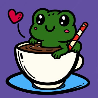 cute frog in a tea cup