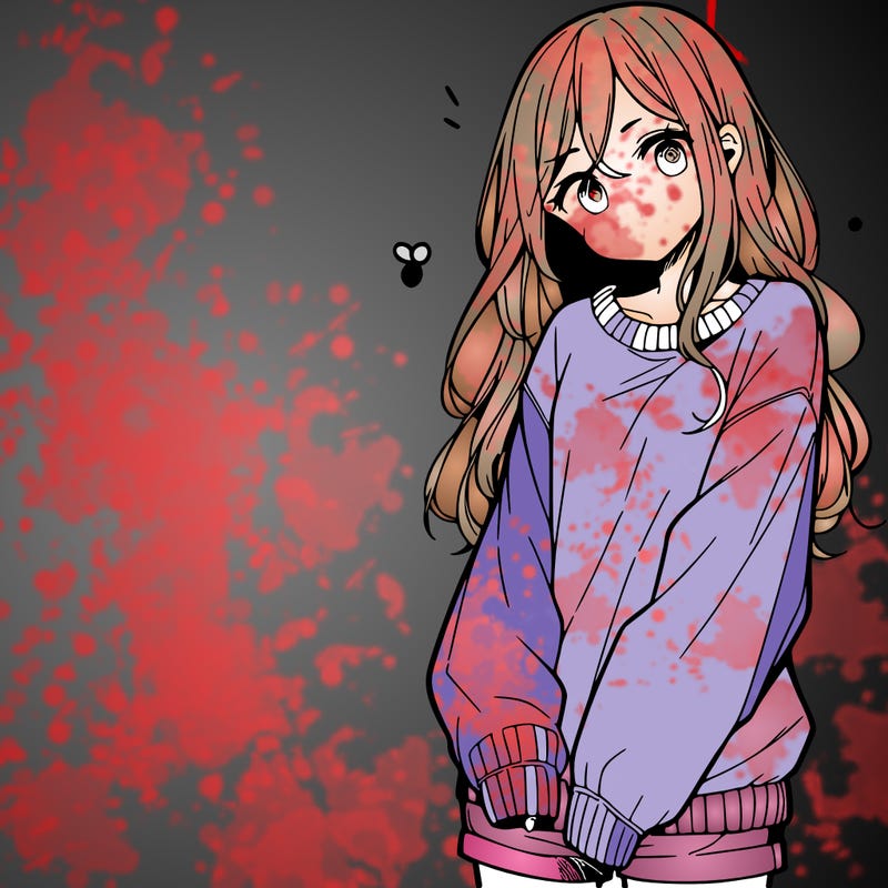 manga teen girl  in a sweater and baggy pants