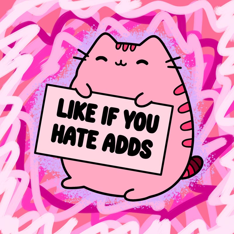a kawii pusheen cat holding a sign that says like if you hate adds