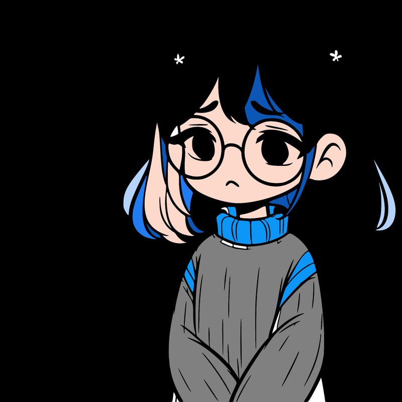 sad girl with glasses in a sweater