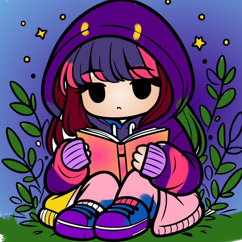 girl in oversized hoodie reading a book