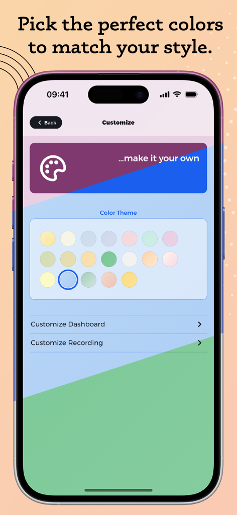 Habit Tracker by Goalify - Goalify app personalization screen showing various color theme options to match user style