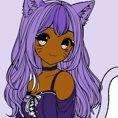 realistic girl with cat ears and a cat tail