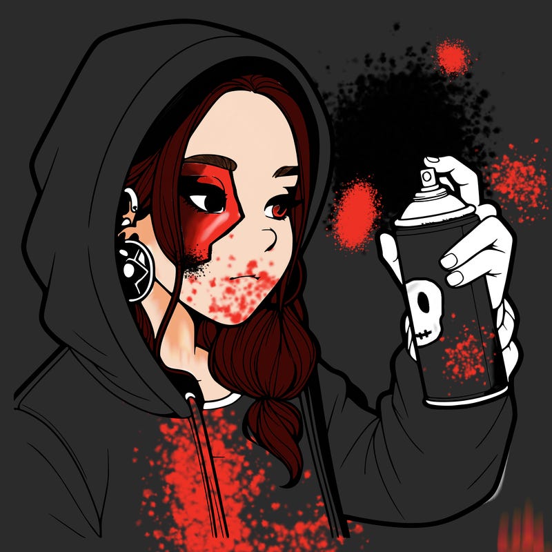 a realistic girl, spray painting