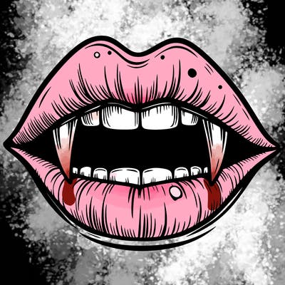 lips with vampire teeth