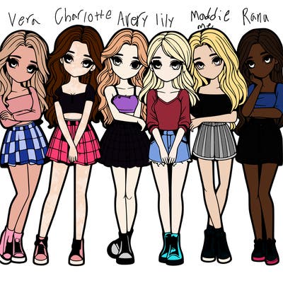 a group of girls realistic