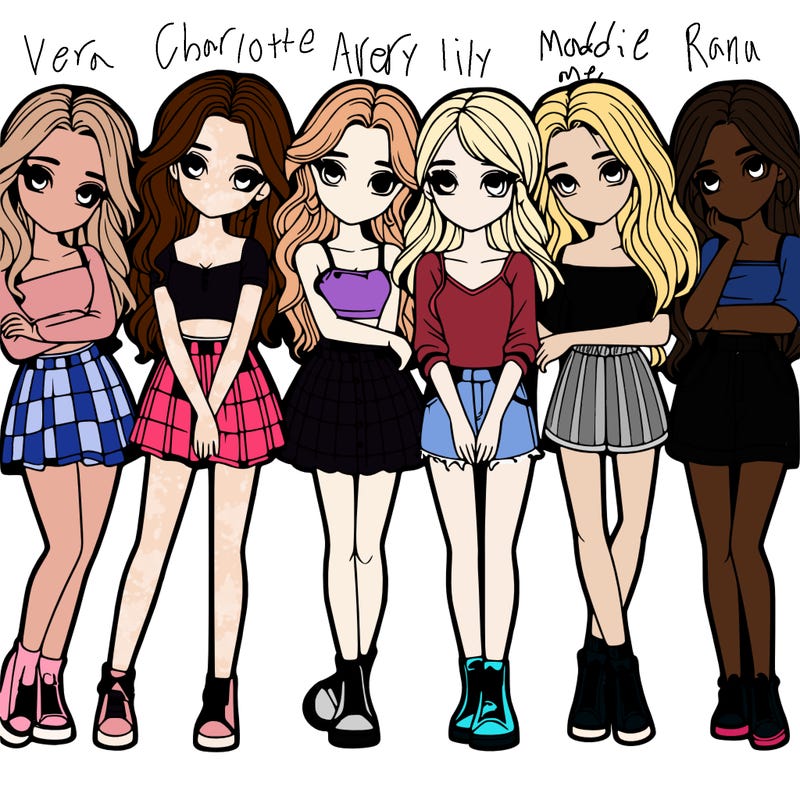 a group of girls realistic