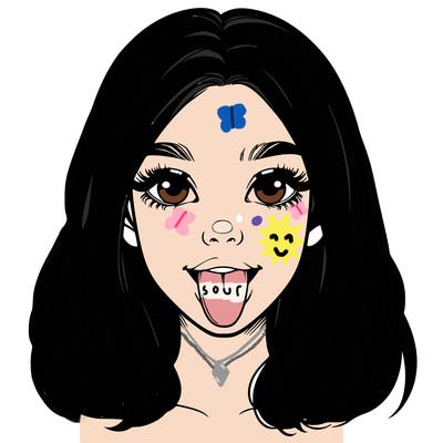 realistic girl with her tongue out