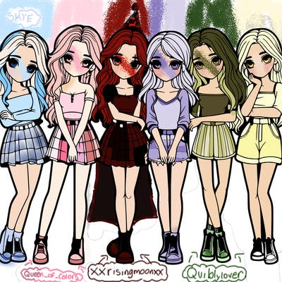 a group of girls realistic