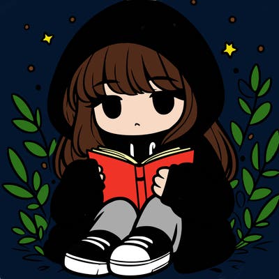 girl in oversized hoodie reading a book