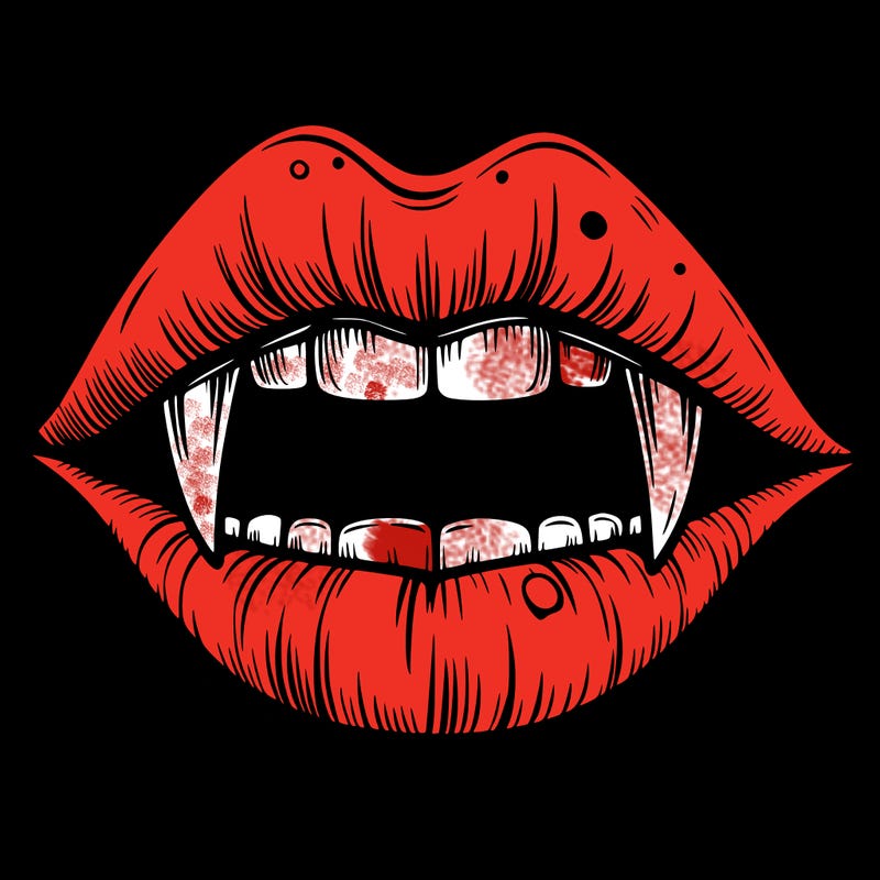 lips with vampire teeth