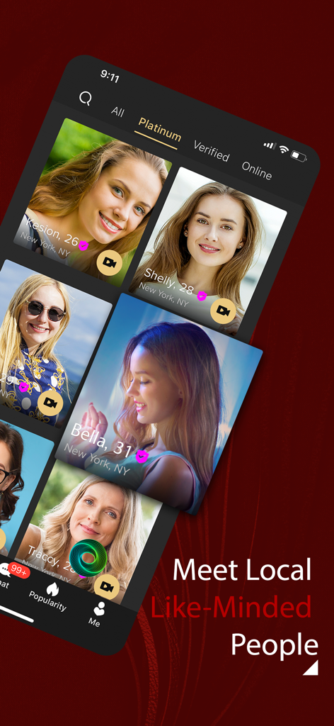 Kinkoo dating app screenshot showing local user profiles and discovery features for alternative dating