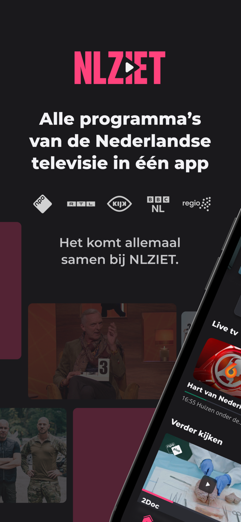 NLZIET | Online tv-kijken - NLZIET app interface showing Dutch television channels and live streaming features