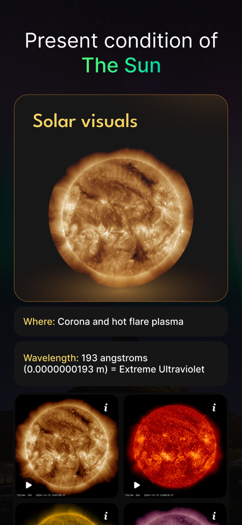 Aurora Alerts & Forecast - Solar visuals showing sun corona and flare plasma for aurora forecasting