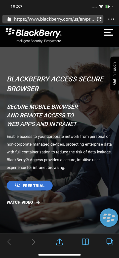 BlackBerry Access - BlackBerry Access secure browser website for mobile intranet and enterprise web app access