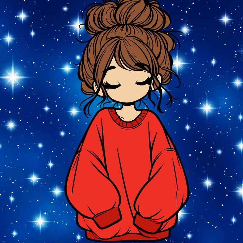 girl with baggy sweatshirt and messy bun