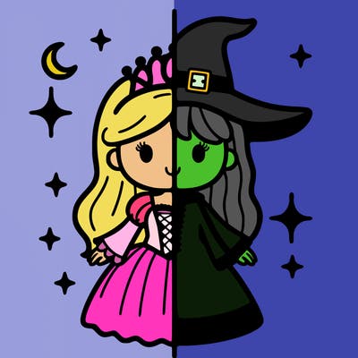 split princess and witch