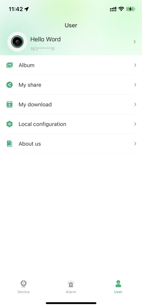 계정 옵션 및 설정을 보여주는 EasyLiveLite 모바일 앱의 사용자 프로필 화면.