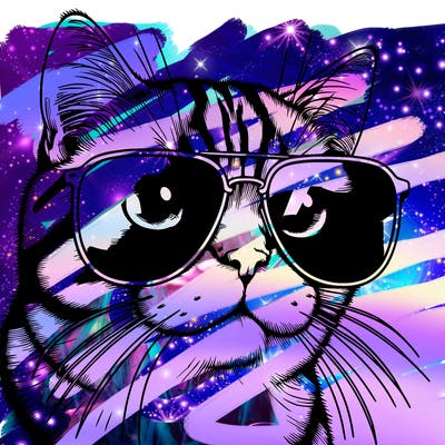 a cat with sun glasses realistic