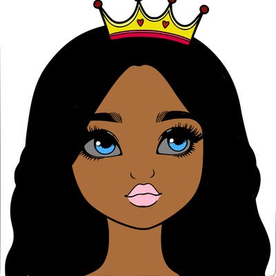 a realistic girl with a crown on