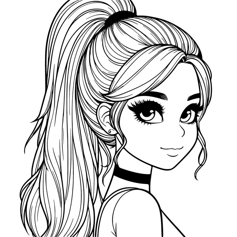 relistic girl with high ponytail