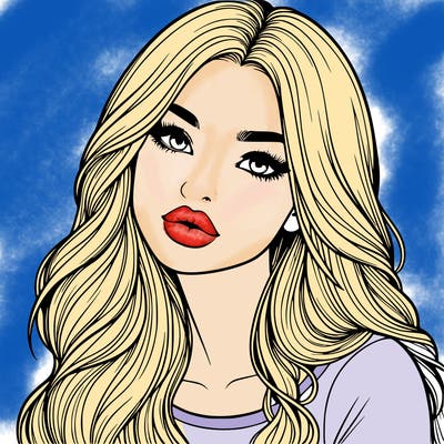 realistic girl with hair on her hair and lips