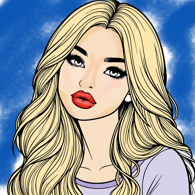 realistic girl with hair on her hair and lips