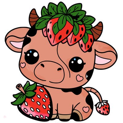 cute strawberry cow