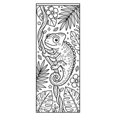 Dive into a jungle adventure with this adorable chameleon bookmark coloring page! Kids will love adding vibrant colors to this friendly creature and its lush tropical surroundings.