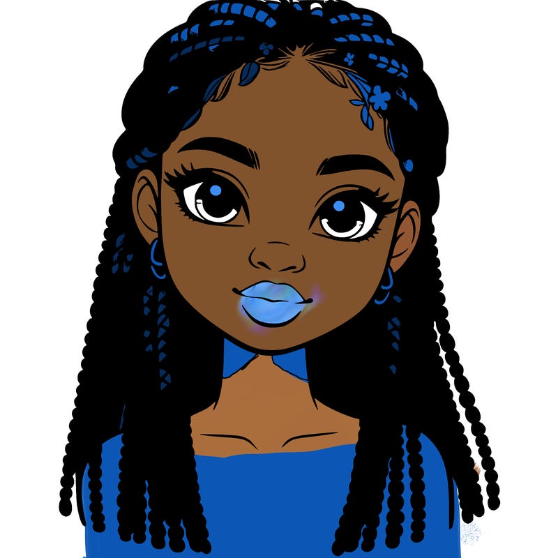 a realistic black girl with braids