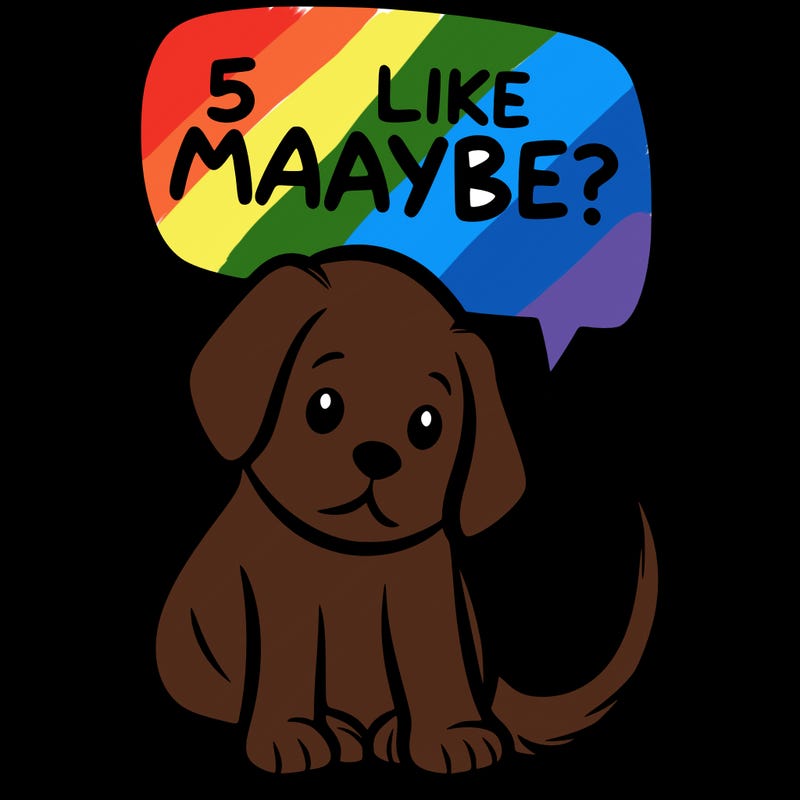 a puppy that says 5 like maybe