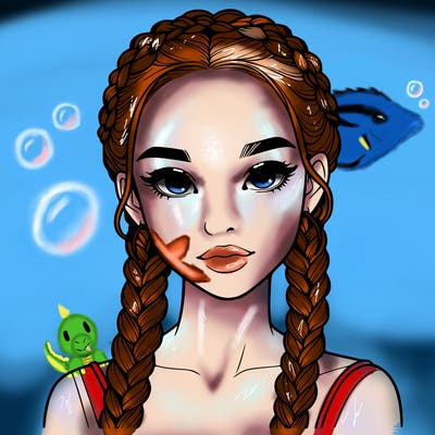 realistic girl with braids