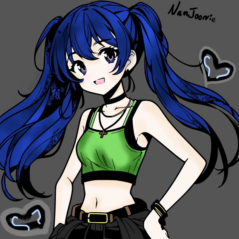 anime girl wearing crop top