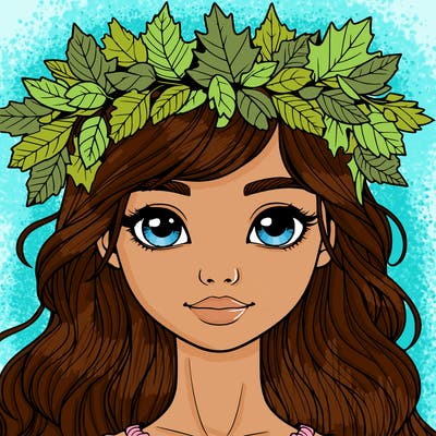 realistic girl with fall leaf crown
