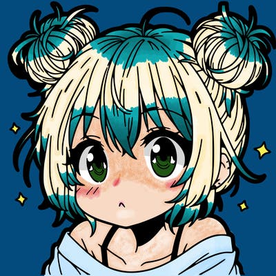 a manga girl with messy small buns